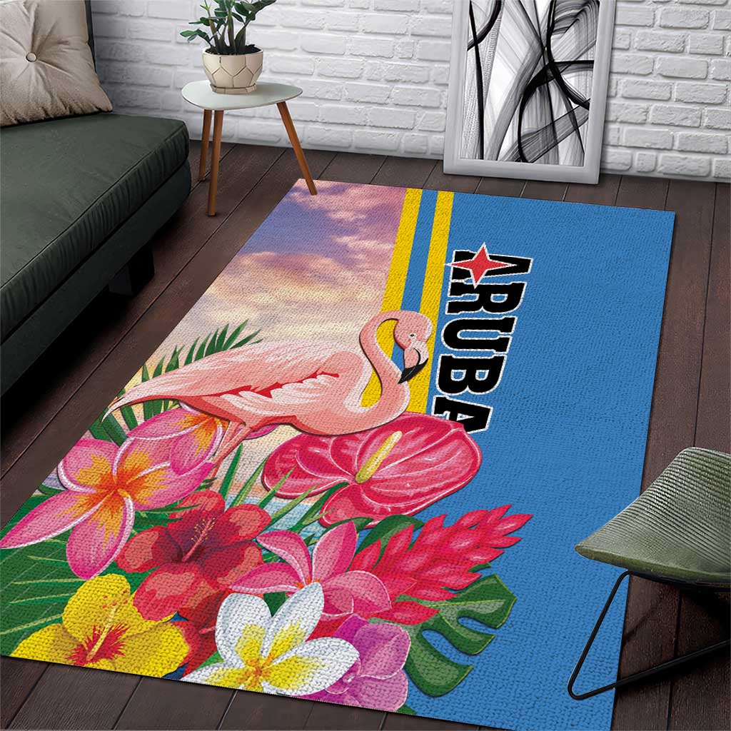 Aruba Flamingo Area Rug Tropical Sunset Vibes