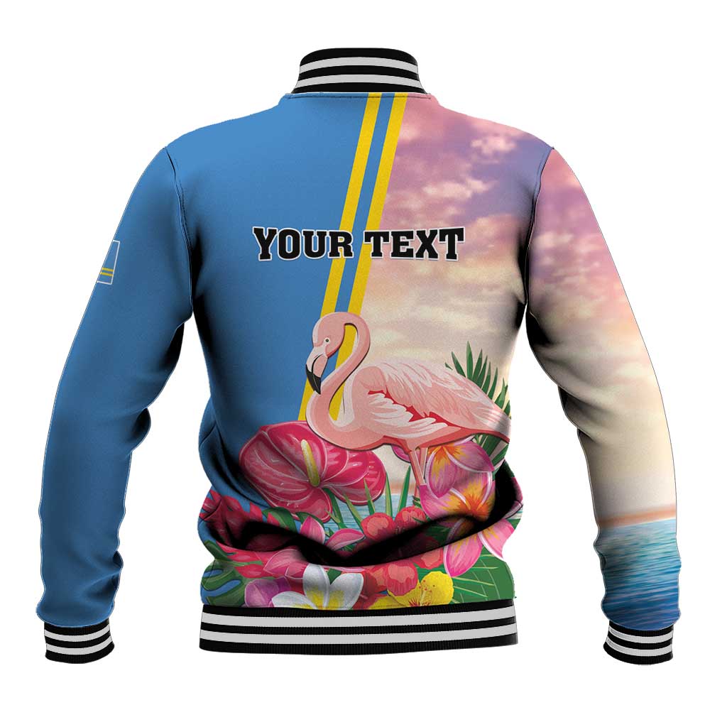 Personalised Aruba Flamingo Baseball Jacket Tropical Sunset Vibes