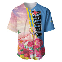 Personalised Aruba Flamingo Baseball Jersey Tropical Sunset Vibes