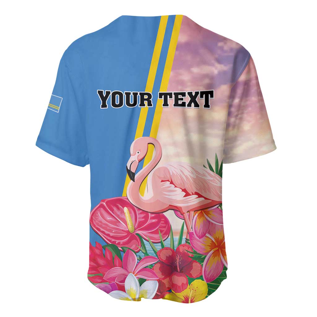 Personalised Aruba Flamingo Baseball Jersey Tropical Sunset Vibes