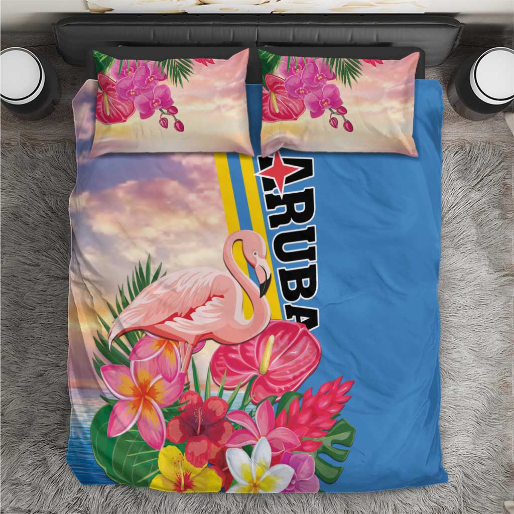 Aruba Flamingo Bedding Set Tropical Sunset Vibes