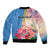 Personalised Aruba Flamingo Bomber Jacket Tropical Sunset Vibes