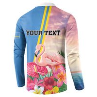 Personalised Aruba Flamingo Button Sweatshirt Tropical Sunset Vibes