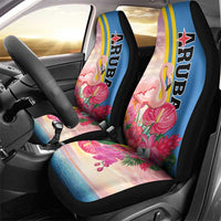 Aruba Flamingo Car Seat Cover Tropical Sunset Vibes