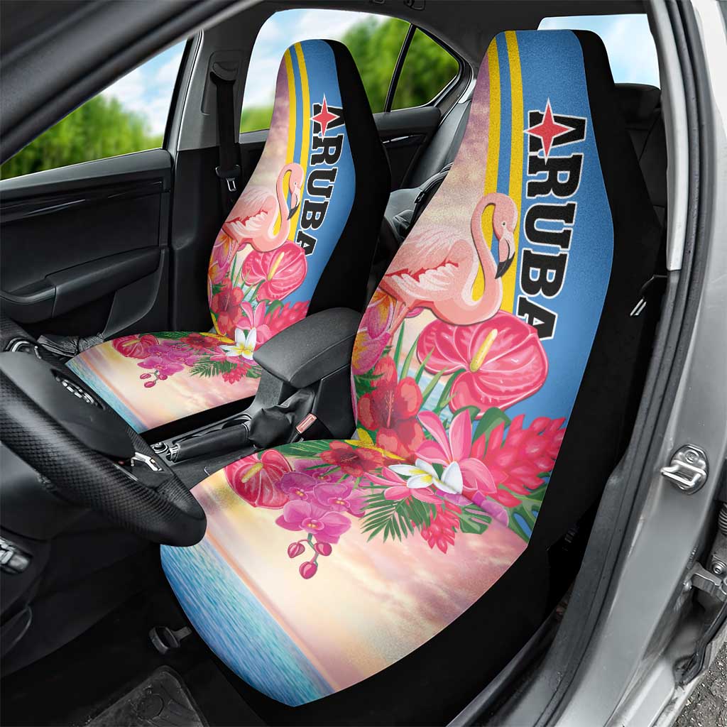 Aruba Flamingo Car Seat Cover Tropical Sunset Vibes