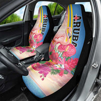 Aruba Flamingo Car Seat Cover Tropical Sunset Vibes