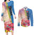 Personalised Aruba Flamingo Couples Matching Long Sleeve Bodycon Dress and Long Sleeve Button Shirt Tropical Sunset Vibes
