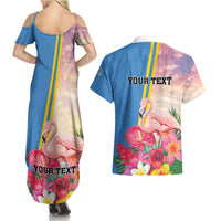 Personalised Aruba Flamingo Couples Matching Summer Maxi Dress and Hawaiian Shirt Tropical Sunset Vibes