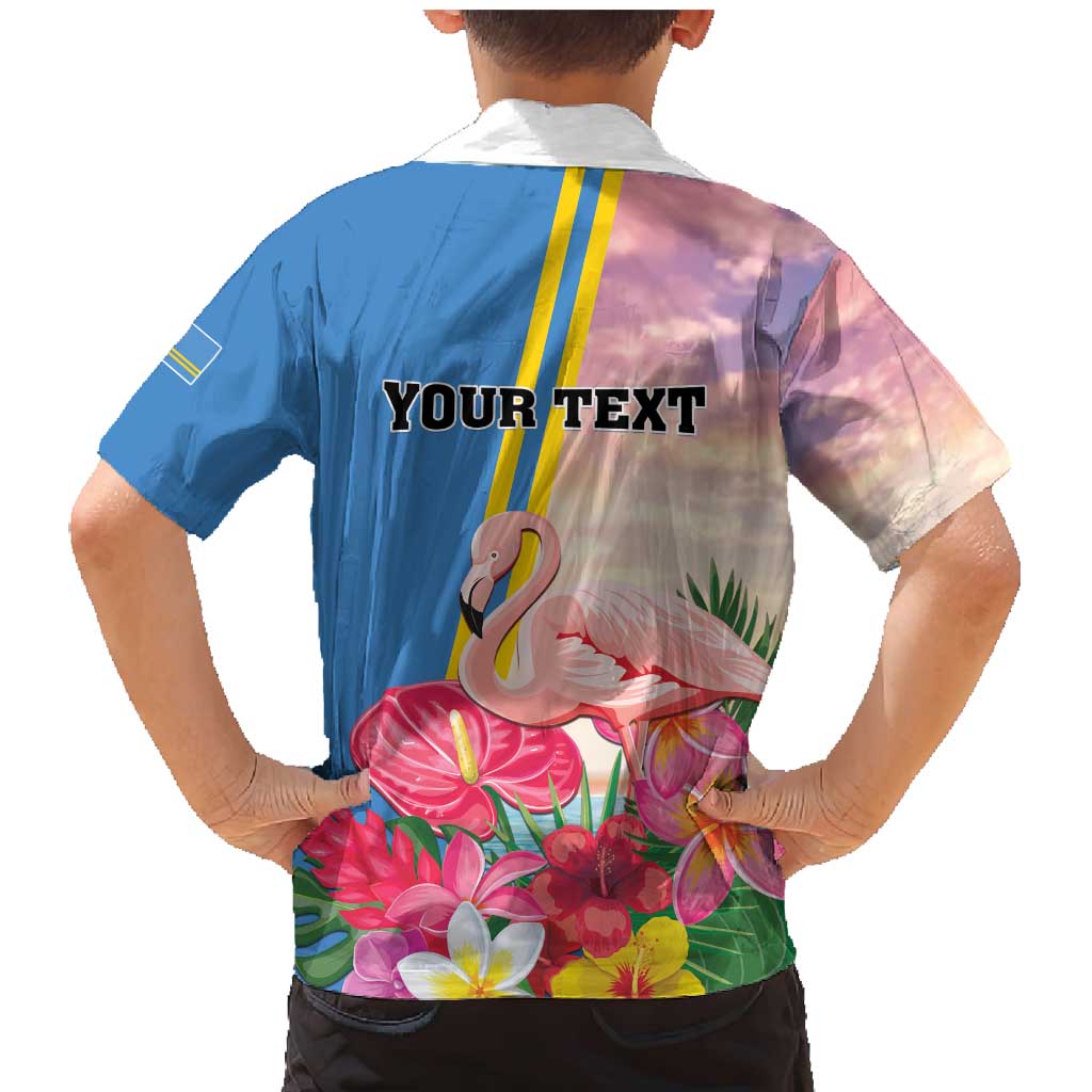 Personalised Aruba Flamingo Family Matching Mermaid Dress and Hawaiian Shirt Tropical Sunset Vibes