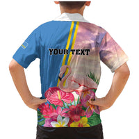 Personalised Aruba Flamingo Family Matching Mermaid Dress and Hawaiian Shirt Tropical Sunset Vibes