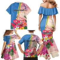Personalised Aruba Flamingo Family Matching Mermaid Dress and Hawaiian Shirt Tropical Sunset Vibes