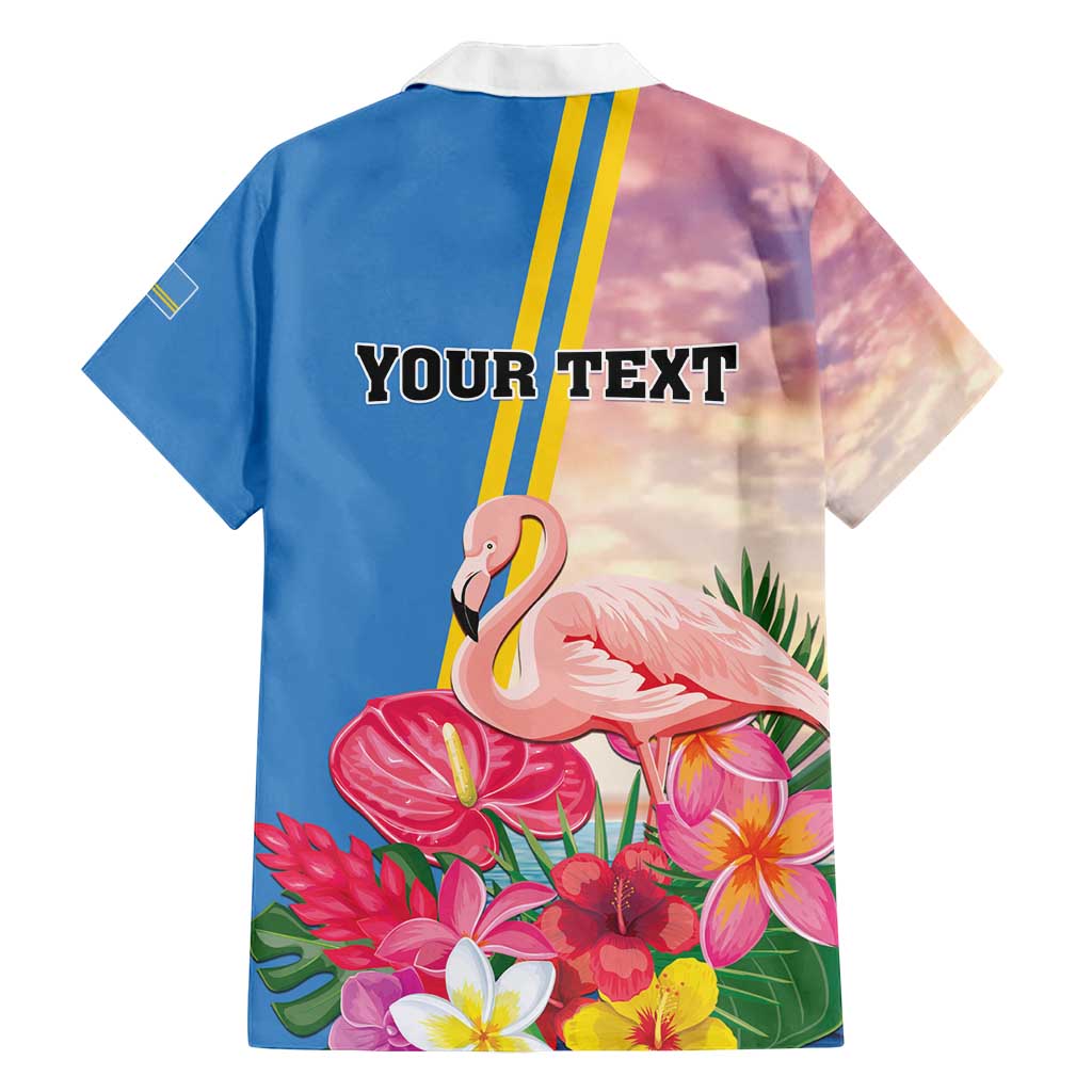 Personalised Aruba Flamingo Family Matching Off Shoulder Maxi Dress and Hawaiian Shirt Tropical Sunset Vibes