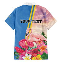 Personalised Aruba Flamingo Family Matching Off Shoulder Maxi Dress and Hawaiian Shirt Tropical Sunset Vibes