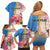 Personalised Aruba Flamingo Family Matching Off Shoulder Short Dress and Hawaiian Shirt Tropical Sunset Vibes