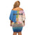 Personalised Aruba Flamingo Family Matching Off Shoulder Short Dress and Hawaiian Shirt Tropical Sunset Vibes