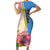 Personalised Aruba Flamingo Family Matching Short Sleeve Bodycon Dress and Hawaiian Shirt Tropical Sunset Vibes