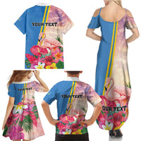 Personalised Aruba Flamingo Family Matching Summer Maxi Dress and Hawaiian Shirt Tropical Sunset Vibes