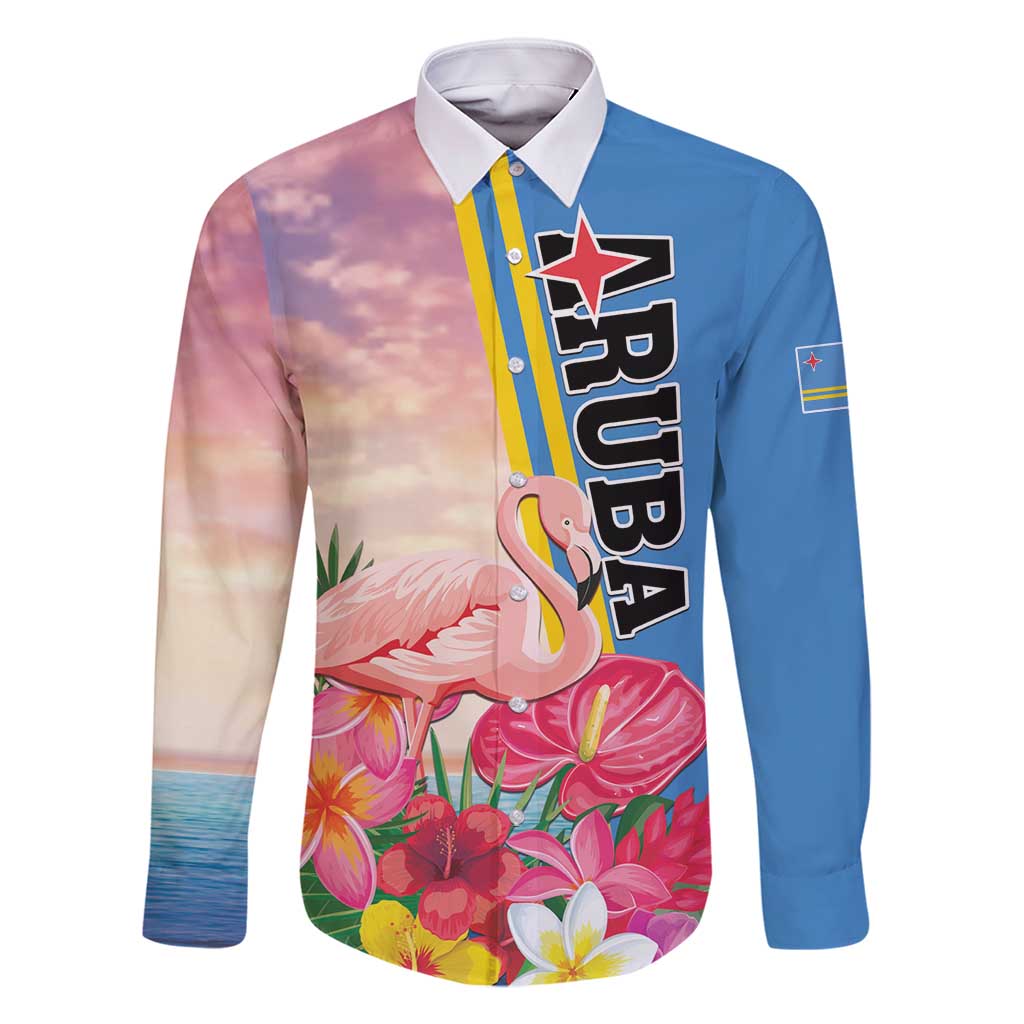 Personalised Aruba Flamingo Family Matching Summer Maxi Dress and Hawaiian Shirt Tropical Sunset Vibes