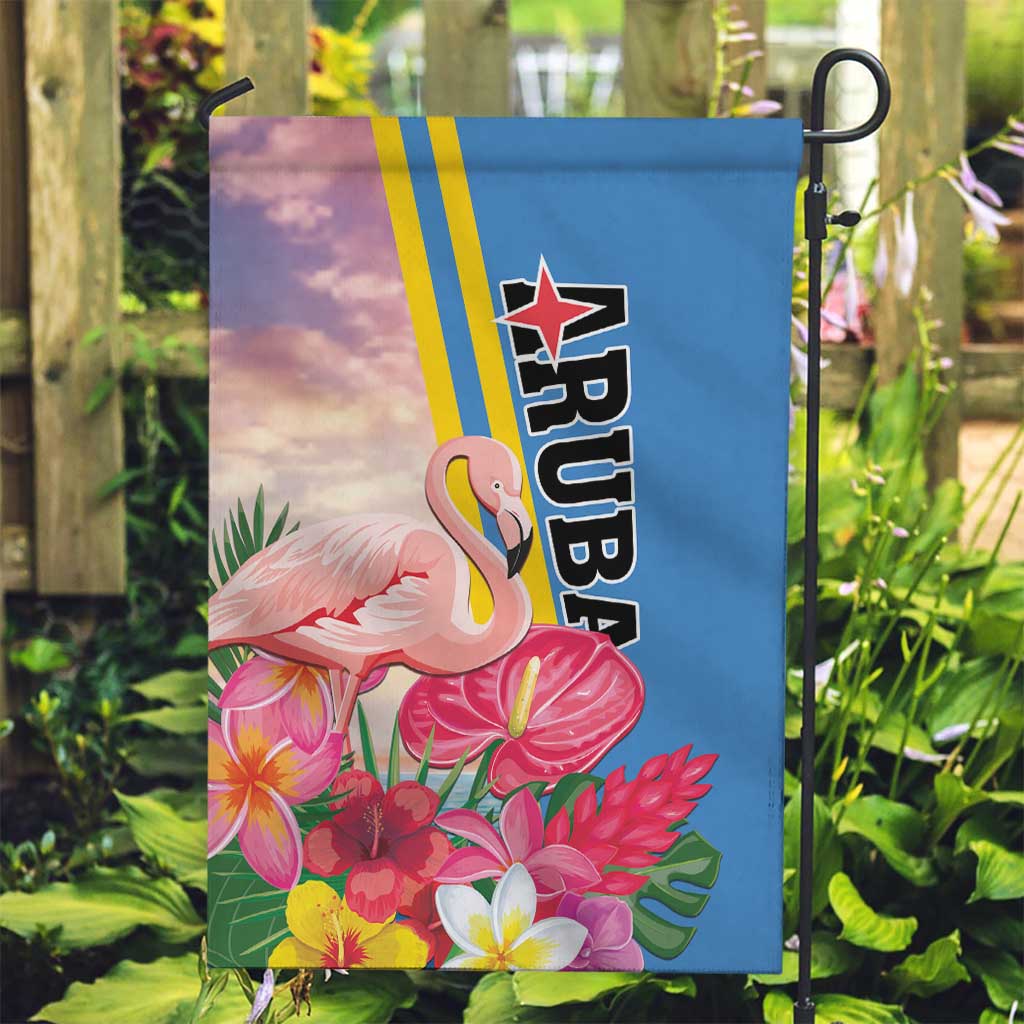 Aruba Flamingo Garden Flag Tropical Sunset Vibes