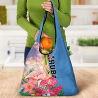 Aruba Flamingo Grocery Bag Tropical Sunset Vibes