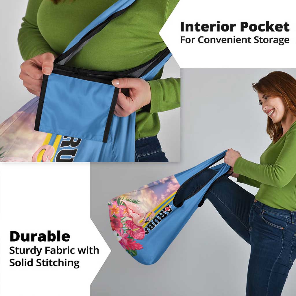 Aruba Flamingo Grocery Bag Tropical Sunset Vibes