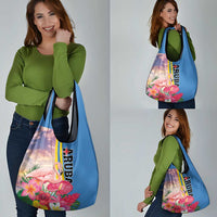 Aruba Flamingo Grocery Bag Tropical Sunset Vibes