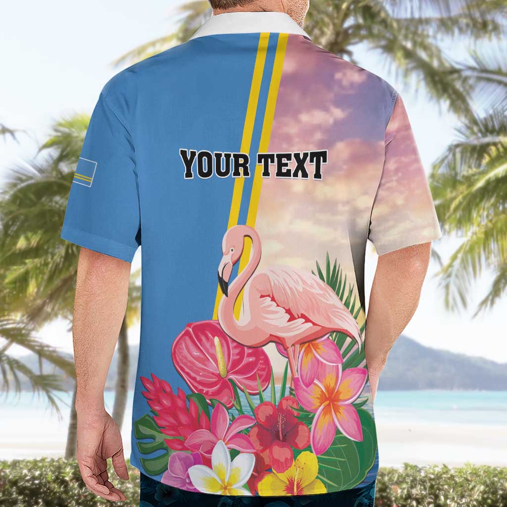 Personalised Aruba Flamingo Hawaiian Shirt Tropical Sunset Vibes