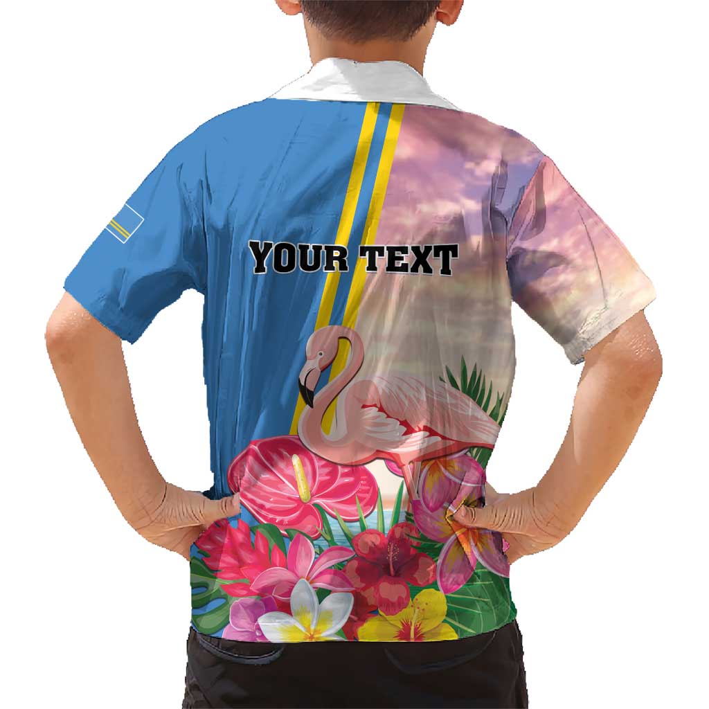 Personalised Aruba Flamingo Hawaiian Shirt Tropical Sunset Vibes