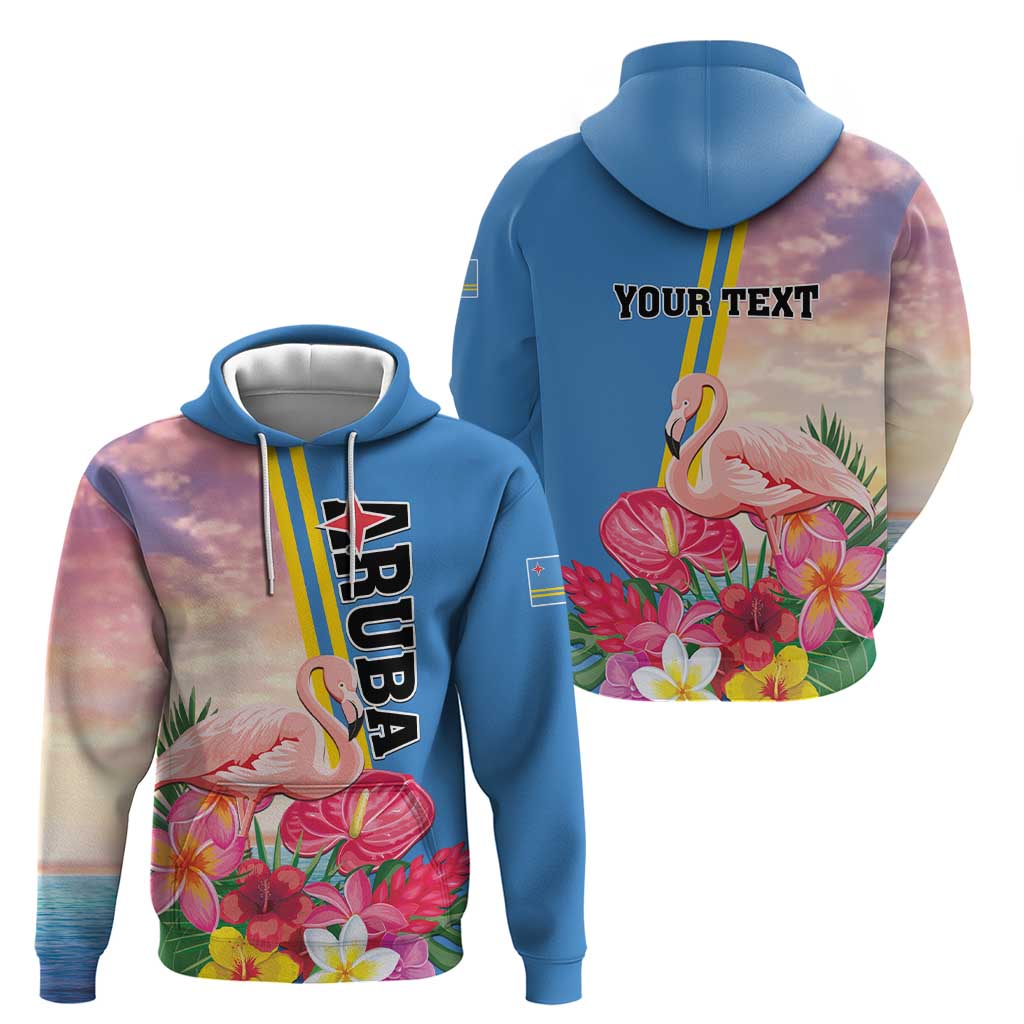 Personalised Aruba Flamingo Hoodie Tropical Sunset Vibes