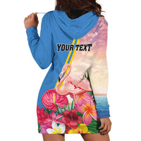 Personalised Aruba Flamingo Hoodie Dress Tropical Sunset Vibes