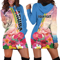 Personalised Aruba Flamingo Hoodie Dress Tropical Sunset Vibes