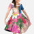 Personalised Aruba Flamingo Kid Short Sleeve Dress Tropical Sunset Vibes