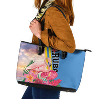 Aruba Flamingo Leather Tote Bag Tropical Sunset Vibes