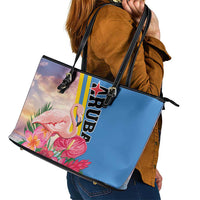 Aruba Flamingo Leather Tote Bag Tropical Sunset Vibes