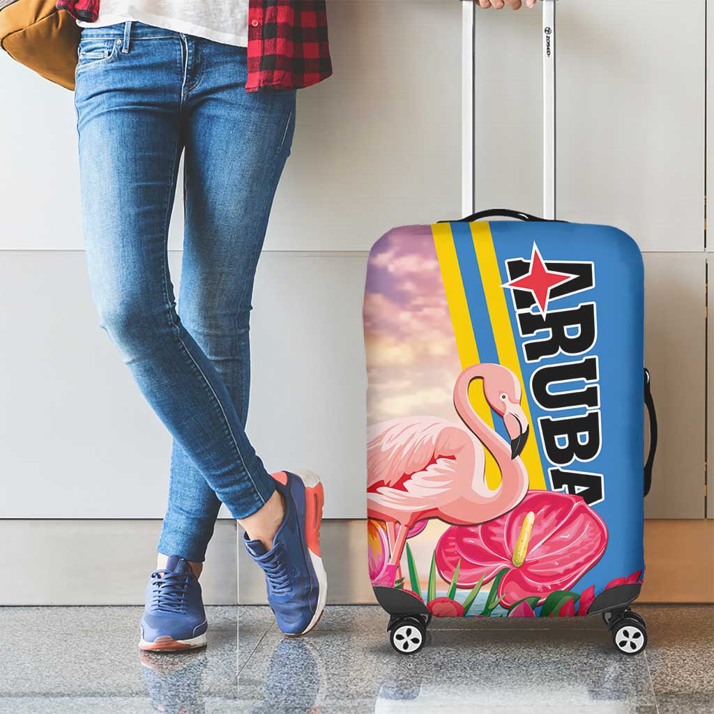 Aruba Flamingo Luggage Cover Tropical Sunset Vibes