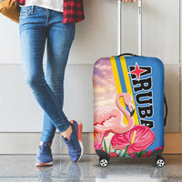 Aruba Flamingo Luggage Cover Tropical Sunset Vibes