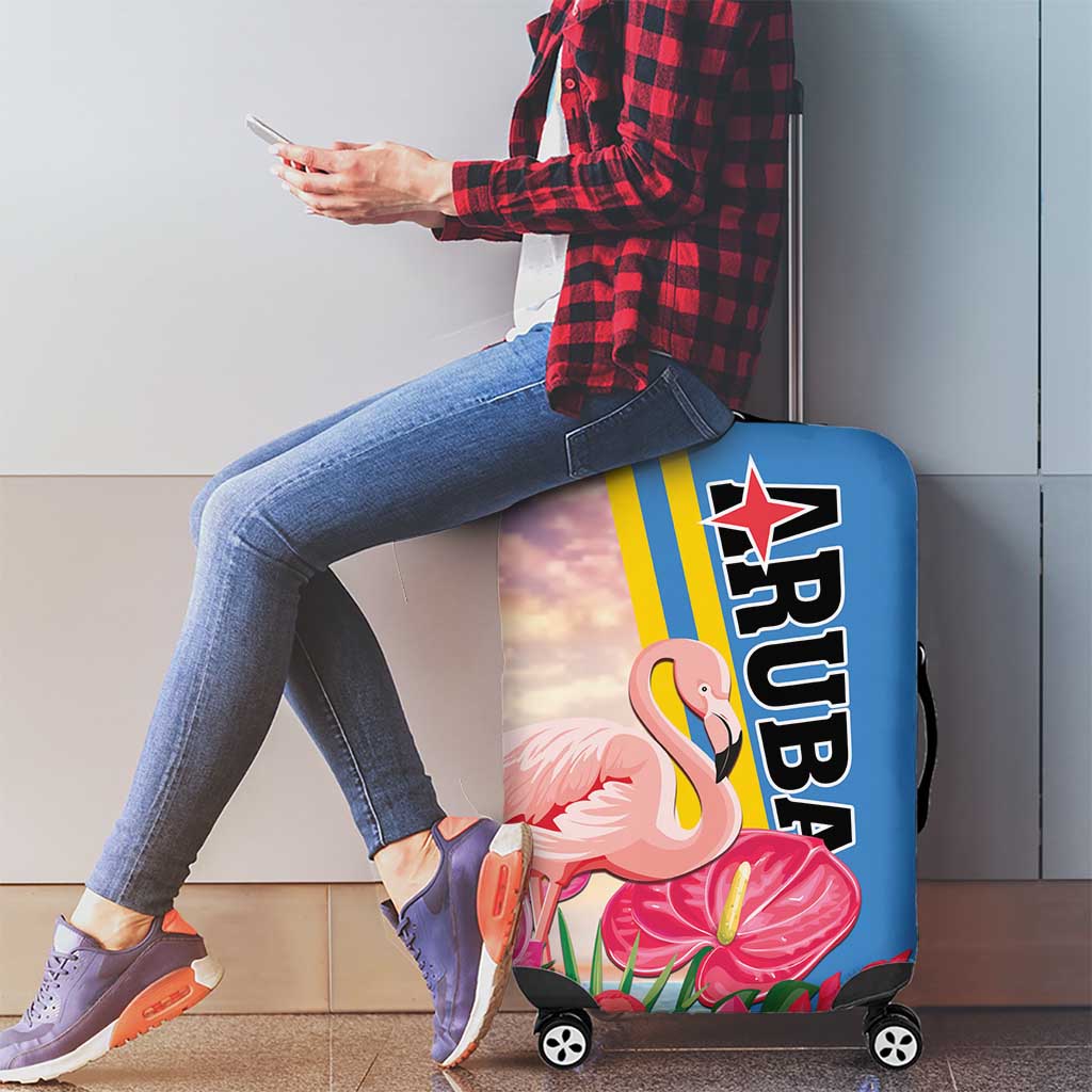 Aruba Flamingo Luggage Cover Tropical Sunset Vibes