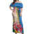 Personalised Aruba Flamingo Off Shoulder Maxi Dress Tropical Sunset Vibes