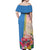Personalised Aruba Flamingo Off Shoulder Maxi Dress Tropical Sunset Vibes