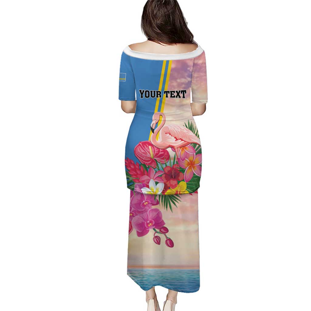 Personalised Aruba Flamingo Puletasi Tropical Sunset Vibes