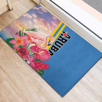 Aruba Flamingo Rubber Doormat Tropical Sunset Vibes