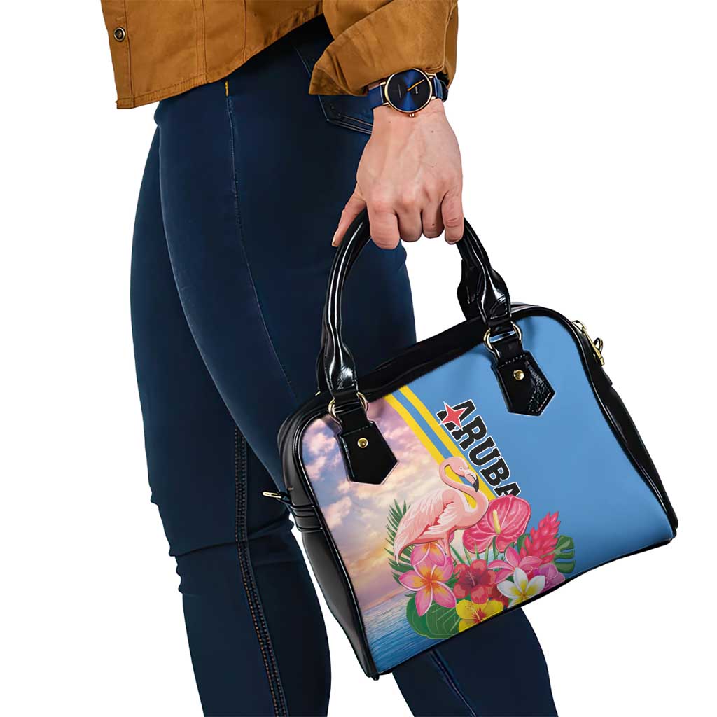 Aruba Flamingo Shoulder Handbag Tropical Sunset Vibes
