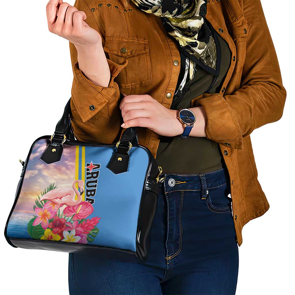 Aruba Flamingo Shoulder Handbag Tropical Sunset Vibes