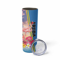 Personalised Aruba Flamingo Skinny Tumbler Tropical Sunset Vibes