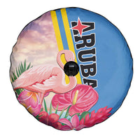 Aruba Flamingo Spare Tire Cover Tropical Sunset Vibes
