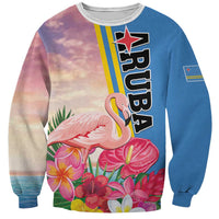 Personalised Aruba Flamingo Sweatshirt Tropical Sunset Vibes