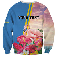 Personalised Aruba Flamingo Sweatshirt Tropical Sunset Vibes