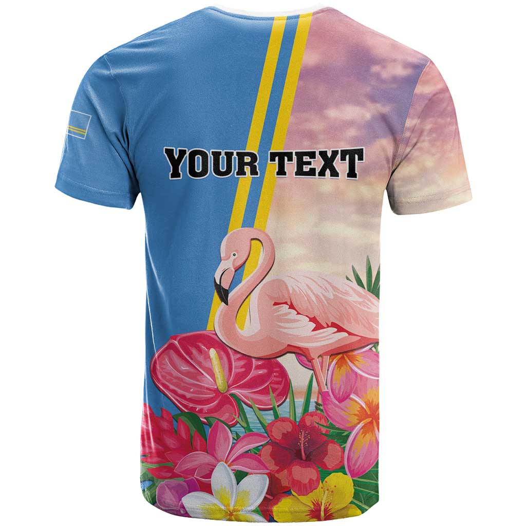 Personalised Aruba Flamingo T Shirt Tropical Sunset Vibes