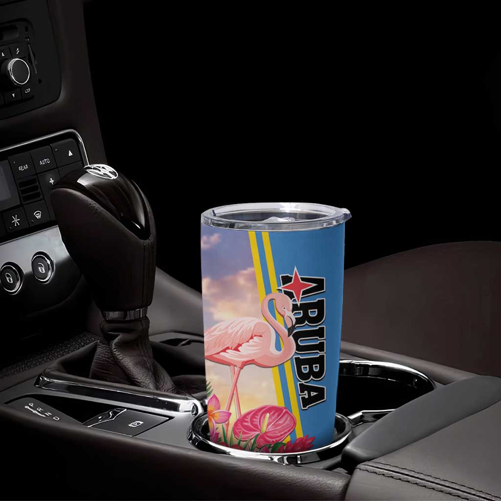 Personalised Aruba Flamingo Tumbler Cup Tropical Sunset Vibes