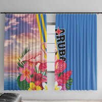 Aruba Flamingo Window Curtain Tropical Sunset Vibes